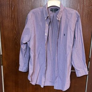 Ralph Lauren Purple Checkered Men's Shirt 17 1/2 32/33 EUC Classic Fit